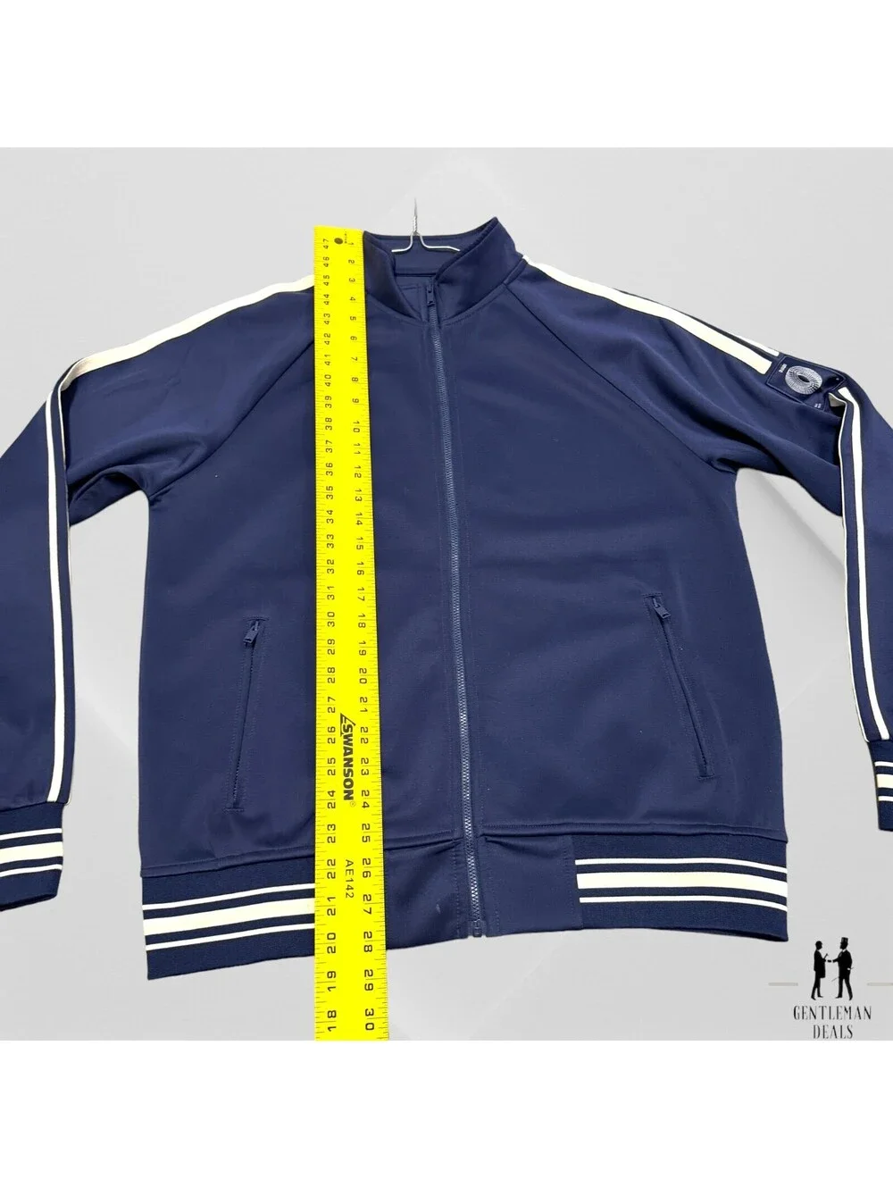 Ovadia & Sons Men's Blue & White Striped Full-Zip Long-Sleeve Jacket Sweater M
